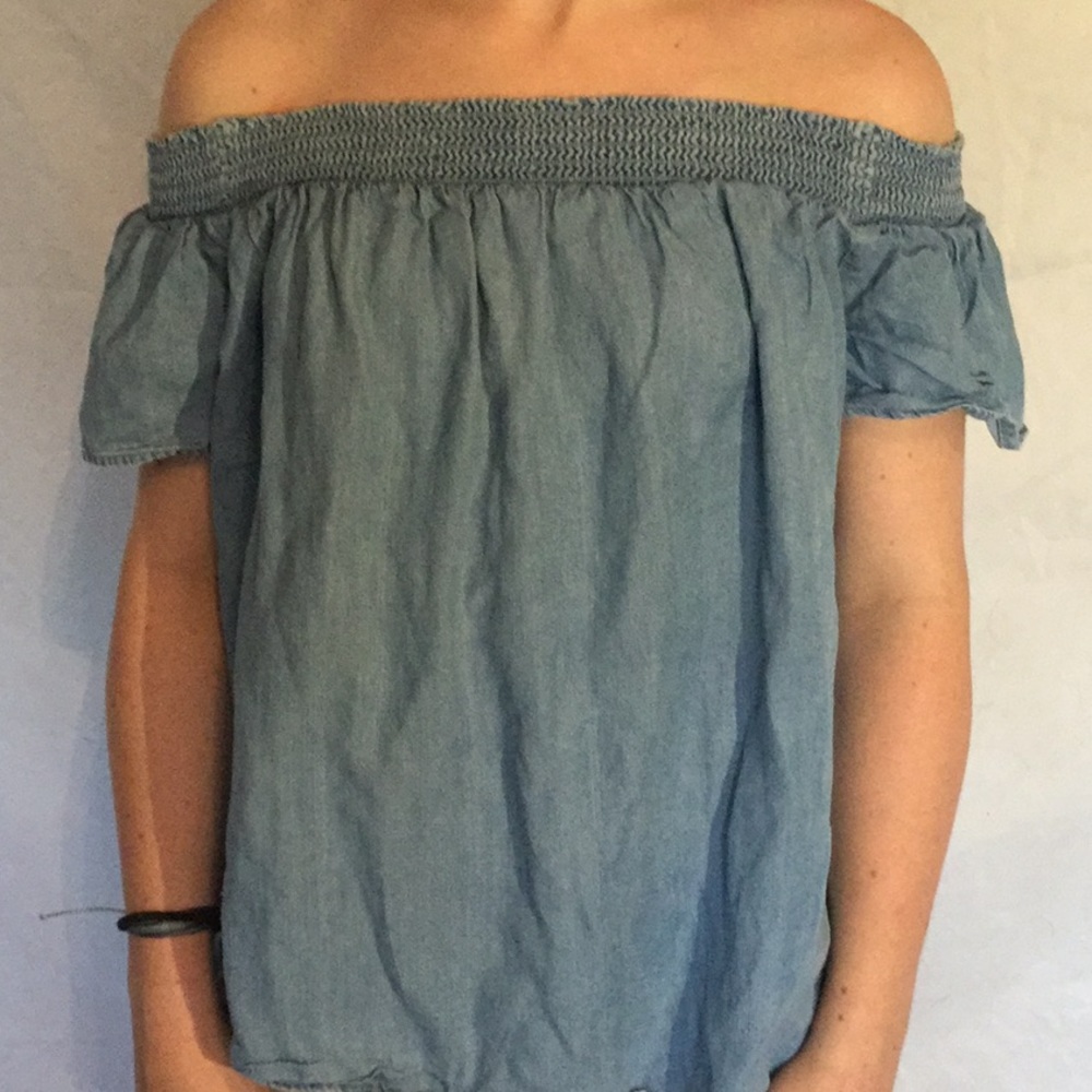 Blue Old Navy Off The Shoulders Shirt